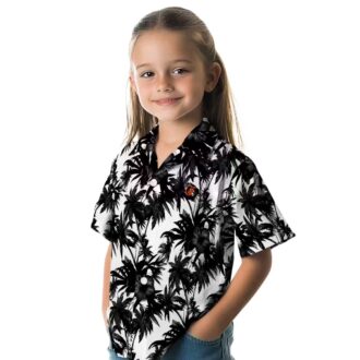 Baltimore Orioles Palm Motif Hawaiian Aloha Shirt - Black & White Summer Style