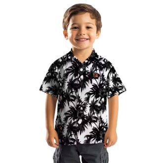 Baltimore Orioles Palm Motif Hawaiian Aloha Shirt - Black & White Summer Style