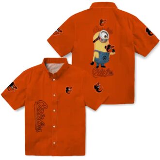 Baltimore Orioles Stuart Minion Orange Hawaiian Shirt - MLB Team Tropical Shirt for Fans