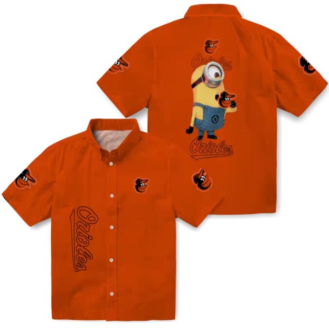 Baltimore Orioles Stuart Minion Orange Hawaiian Shirt - MLB Team Tropical Shirt for Fans