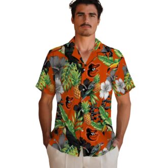 Baltimore Orioles Summer Hawaiian Shirt - Toucan Hibiscus Pineapple Green Design for Orioles Fans