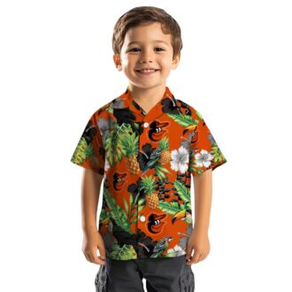 Baltimore Orioles Summer Hawaiian Shirt - Toucan Hibiscus Pineapple Green Design for Orioles Fans