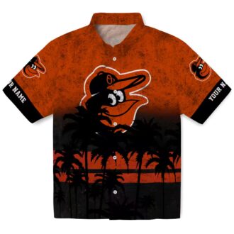 Baltimore Orioles Sunset Hawaiian Shirt - Perfect Summer Orange Black Aloha MLB Shirt