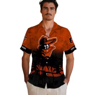 Baltimore Orioles Sunset Hawaiian Shirt - Perfect Summer Orange Black Aloha MLB Shirt