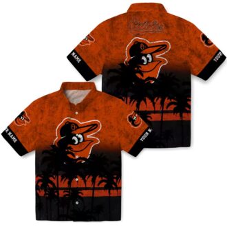 Baltimore Orioles Sunset Hawaiian Shirt - Perfect Summer Orange Black Aloha MLB Shirt