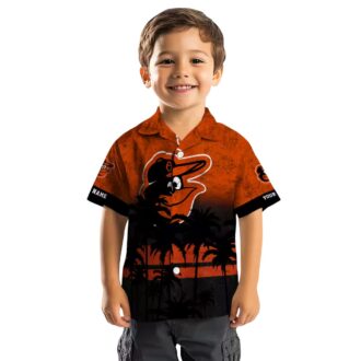 Baltimore Orioles Sunset Hawaiian Shirt - Perfect Summer Orange Black Aloha MLB Shirt