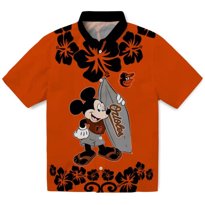 Baltimore Orioles Surfing Mickey Hawaiian Shirt - MLB Team Aloha Style Shirt for Summer