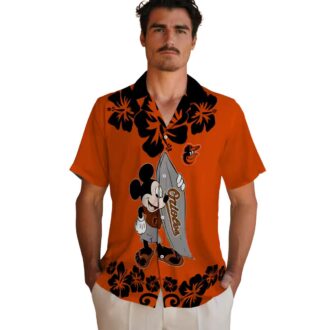 Baltimore Orioles Surfing Mickey Hawaiian Shirt - MLB Team Aloha Style Shirt for Summer