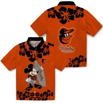 Baltimore Orioles Surfing Mickey Hawaiian Shirt - MLB Team Aloha Style Shirt for Summer