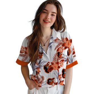 Baltimore Orioles Tropical Aloha Hawaiian Shirt - Orange Hibiscus Design for MLB Fans & Beach Days