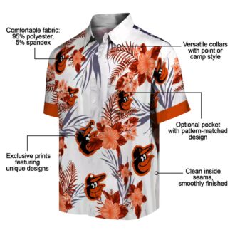 Baltimore Orioles Tropical Aloha Hawaiian Shirt - Orange Hibiscus Design for MLB Fans & Beach Days
