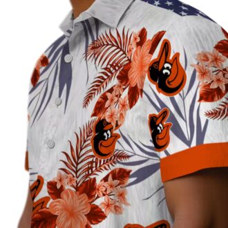 Baltimore Orioles Tropical Aloha Hawaiian Shirt - Orange Hibiscus Design for MLB Fans & Beach Days