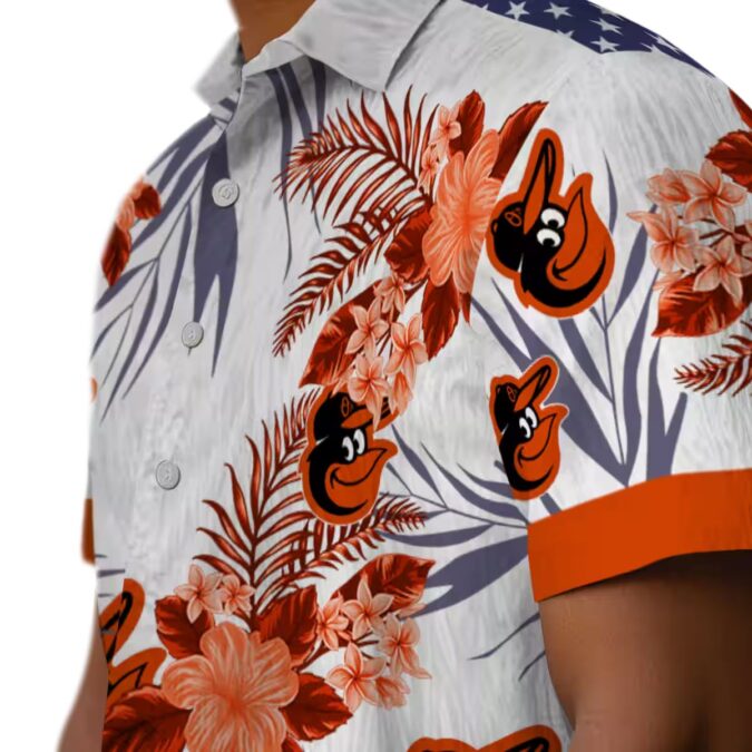 Baltimore Orioles Tropical Aloha Hawaiian Shirt - Orange Hibiscus Design for MLB Fans & Beach Days