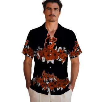 Baltimore Orioles Tropical Hawaiian Shirt with Hibiscus Stripe - Perfect for Orioles Fans this Summer