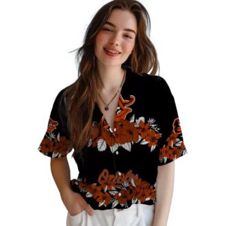Baltimore Orioles Tropical Hawaiian Shirt with Hibiscus Stripe - Perfect for Orioles Fans this Summer