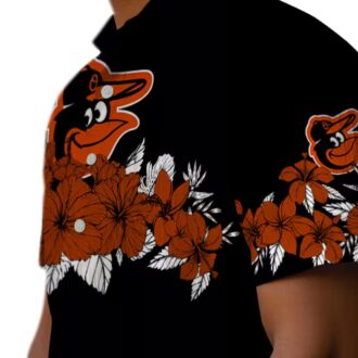 Baltimore Orioles Tropical Hawaiian Shirt with Hibiscus Stripe - Perfect for Orioles Fans this Summer