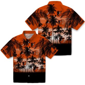 Custom Baltimore Orioles Sunset Aloha Hawaiian Shirt - Orange & Black MLB Beach Shirt for Fans