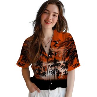 Custom Baltimore Orioles Sunset Aloha Hawaiian Shirt - Orange & Black MLB Beach Shirt for Fans