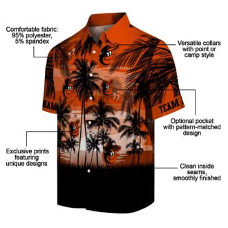 Custom Baltimore Orioles Sunset Aloha Hawaiian Shirt - Orange & Black MLB Beach Shirt for Fans