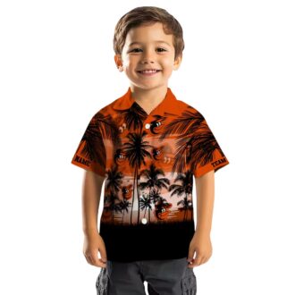 Custom Baltimore Orioles Sunset Aloha Hawaiian Shirt - Orange & Black MLB Beach Shirt for Fans