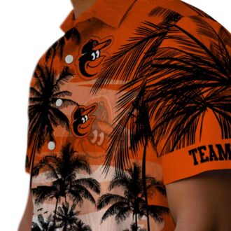 Custom Baltimore Orioles Sunset Aloha Hawaiian Shirt - Orange & Black MLB Beach Shirt for Fans