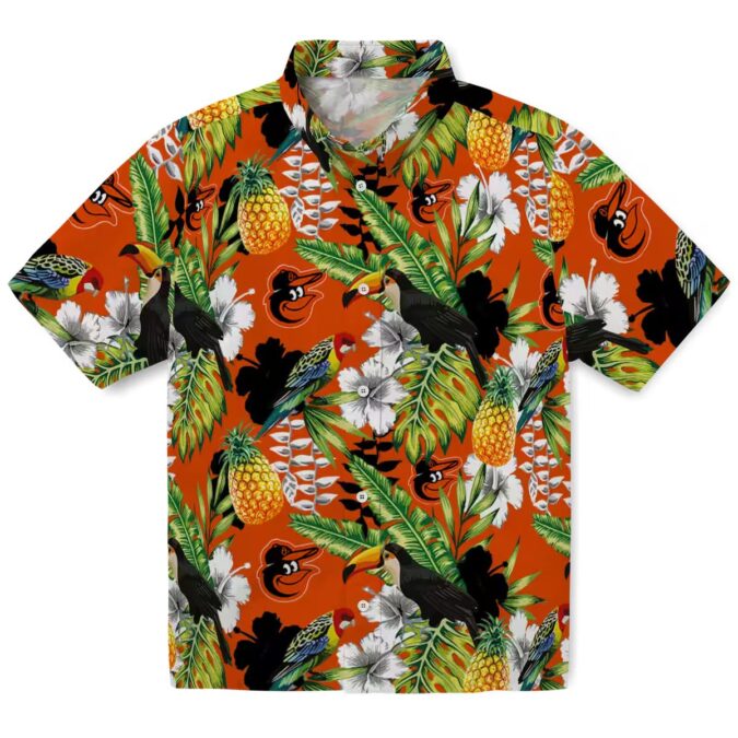 Custom Baltimore Orioles Tropical Hawaiian Shirt - Toucan Orange Green Design for MLB Fan