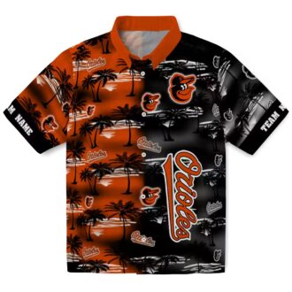 Exclusive Baltimore Orioles MLB Hawaiian Shirt - Custom Team Orange Palm Silhouettes Design
