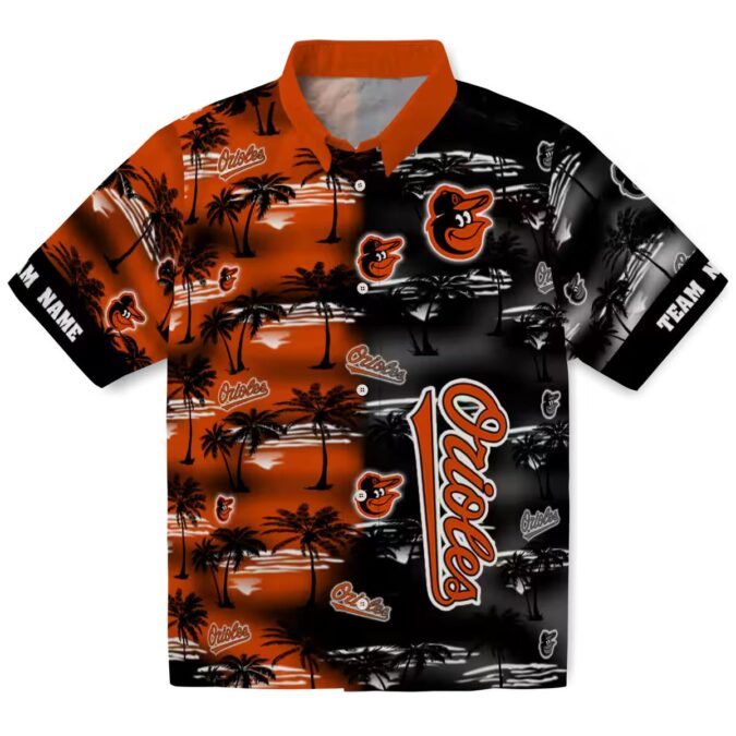 Exclusive Baltimore Orioles MLB Hawaiian Shirt - Custom Team Orange Palm Silhouettes Design