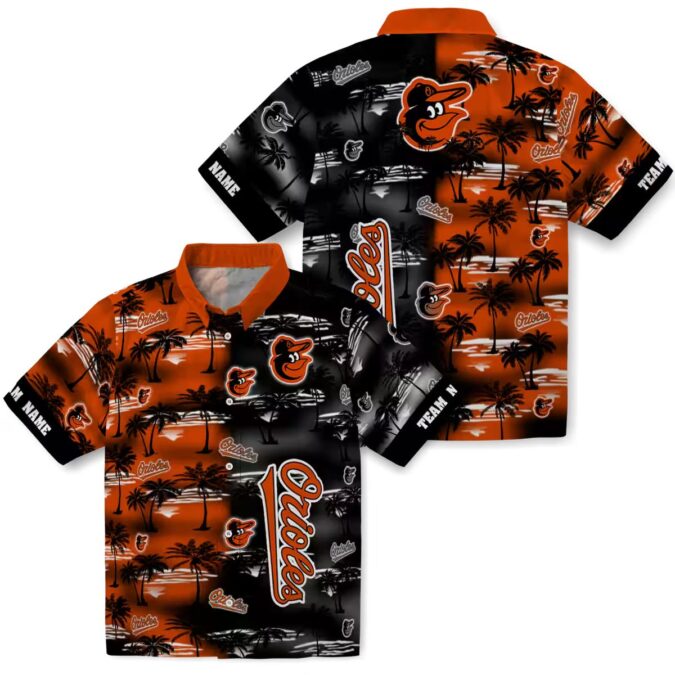 Exclusive Baltimore Orioles MLB Hawaiian Shirt - Custom Team Orange Palm Silhouettes Design