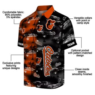 Exclusive Baltimore Orioles MLB Hawaiian Shirt - Custom Team Orange Palm Silhouettes Design