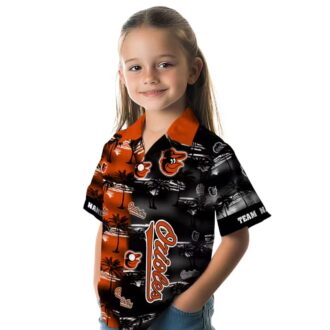 Exclusive Baltimore Orioles MLB Hawaiian Shirt - Custom Team Orange Palm Silhouettes Design