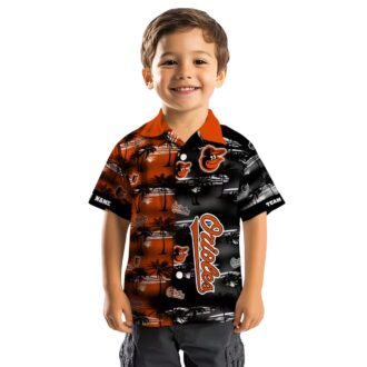 Exclusive Baltimore Orioles MLB Hawaiian Shirt - Custom Team Orange Palm Silhouettes Design