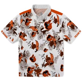MLB Baltimore Orioles Botanical Hawaiian Shirt - Orange White Beachwear for Orioles Fans