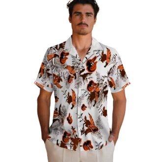MLB Baltimore Orioles Botanical Hawaiian Shirt - Orange White Beachwear for Orioles Fans