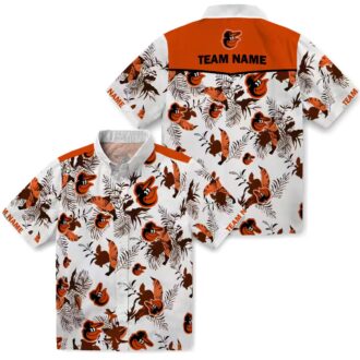 MLB Baltimore Orioles Botanical Hawaiian Shirt - Orange White Beachwear for Orioles Fans