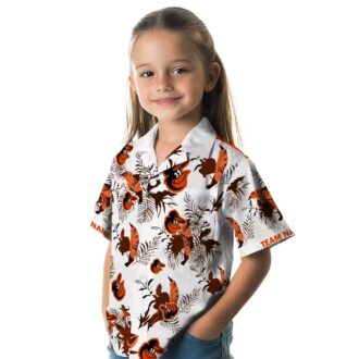 MLB Baltimore Orioles Botanical Hawaiian Shirt - Orange White Beachwear for Orioles Fans
