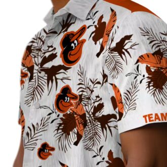 MLB Baltimore Orioles Botanical Hawaiian Shirt - Orange White Beachwear for Orioles Fans