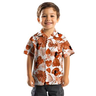 MLB Baltimore Orioles Hawaiian Shirt - Tropical Plants Orange White Aloha Shirt for Fans
