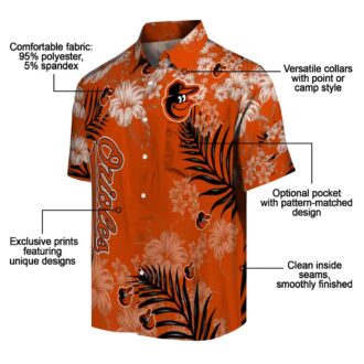 MLB Baltimore Orioles Hibiscus Print Orange Hawaiian Shirt - Summer Aloha Beach Wear