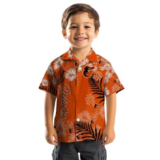 MLB Baltimore Orioles Hibiscus Print Orange Hawaiian Shirt - Summer Aloha Beach Wear