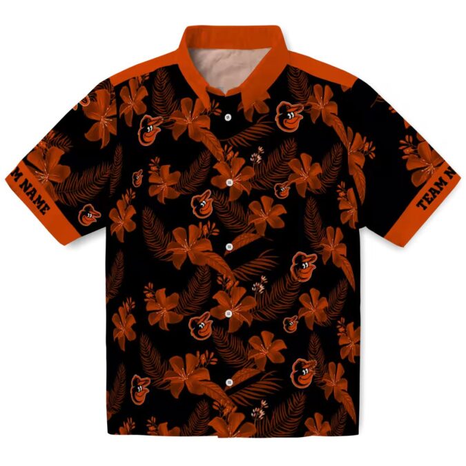MLB Baltimore Orioles Tropical Hawaiian Shirt - Botanical Floral Black Design for Summer