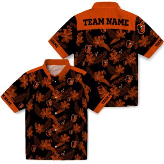 MLB Baltimore Orioles Tropical Hawaiian Shirt - Botanical Floral Black Design for Summer