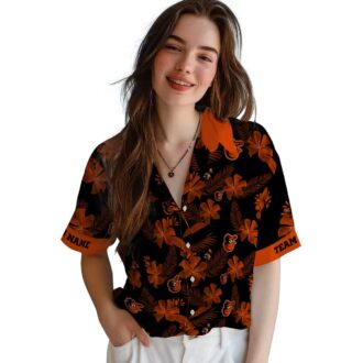 MLB Baltimore Orioles Tropical Hawaiian Shirt - Botanical Floral Black Design for Summer