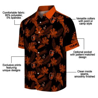 MLB Baltimore Orioles Tropical Hawaiian Shirt - Botanical Floral Black Design for Summer