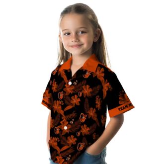 MLB Baltimore Orioles Tropical Hawaiian Shirt - Botanical Floral Black Design for Summer