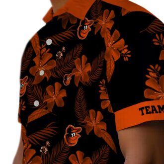 MLB Baltimore Orioles Tropical Hawaiian Shirt - Botanical Floral Black Design for Summer