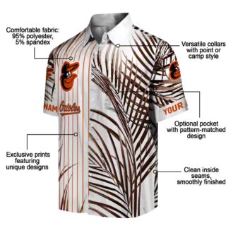 MLB Baltimore Orioles Tropical Palm Stripes Hawaiian Shirt - Orange Black White Beach Shirt