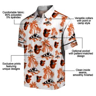 MLB Team Baltimore Orioles Hawaiian Shirt - Orange & White Palm Island Print for Summer