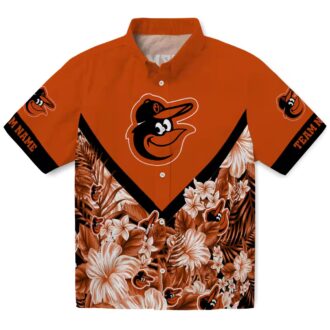 Official Baltimore Orioles Floral Chevron Orange Hawaiian Shirt - MLB Team Personalized Aloha Shirt