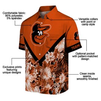 Official Baltimore Orioles Floral Chevron Orange Hawaiian Shirt - MLB Team Personalized Aloha Shirt